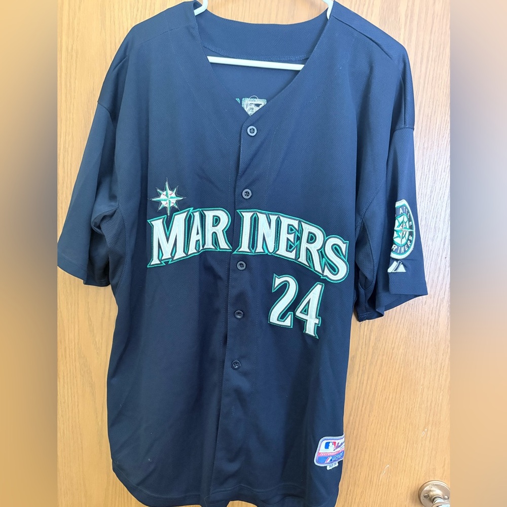 Majestic Seattle Mariners #24 Navy Blue Baseball Jersey